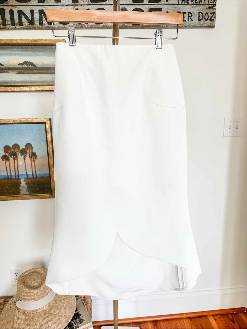 Ermanno Scervino Ivory Tulip Hem Midi Skirt NWT IT40 US4 Asymmetric Made Italy